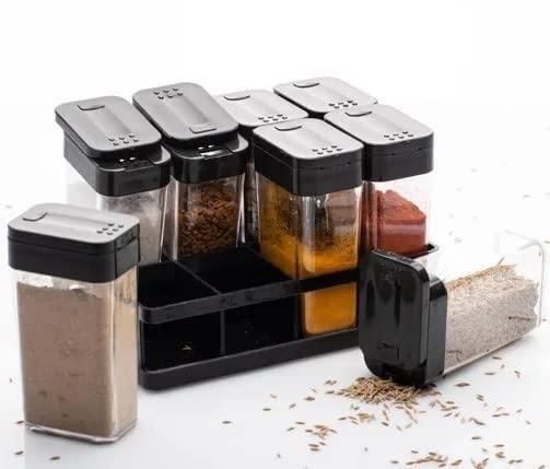 Compact 6-in-1 Spice Storage Container Set with Rotating Stand